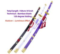Roronoa Zoro Cosplay une pièce, couteau Ninja, Katana samouraï, ensemble de jeu de rôle, lame en bambou, épée pour le plaisir en plein air, 104cm/41 pouces Violet