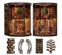 Roroom Kit de maison miniature à faire soi-même, anneaux de sagesse avec lumière LED, puzzle en bois 3D pour décoration d'étagère, cadeau créatif pour la famille et les amis