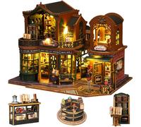 Roroom Maison de poupée miniature à monter soi-même avec meubles, pour adultes et adolescents, petite maison de bibliothèque décorative en bois 3D, cadeau pour la famille, les amis (ES017