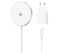 RoRoSkin Chargeur Mag Safe pour iPhone, 15W Chargeur sans Fil inductif pour iPhone 17e 17 16 15 14 13 12 Pro Max/Air/Plus/Pro, Magnétique Rapide sans Fil, avec Adaptateur USB-C 20 W Beige