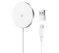 RoRoSkin Chargeur Mag Safe pour iPhone, 15W Chargeur sans Fil inductif pour iPhone 17e 17 16 15 14 13 12 Pro Max/Air/Plus/Pro, Magnétique Rapide sans Fil, Blanc