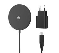 RoRoSkin Chargeur pour iPhone avec Adaptateur USB-C 20 W, Station de Charge inductive sans Fil pour iPhone 16/15/14/13/12 Series, Chargeur magnétique Rapide sans Fil, Noir, avec Adaptateur