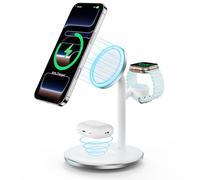 RoRoSkin Station de Charge inductive, Chargeur de Station de Charge sans Fil 3 en 1, Chargeur sans Fil Compatible avec Chargeur Mag Safe pour iPhone 16 15 14 iWatch Ultra 2/1,Series 10/9