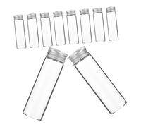 RORPOIR 10 pièces Lot de Mini Bocaux Verre Transparent avec Bouchons Aluminium Étanches pour Stockage Liquide Échantillons Huiles Essentielles et Décorations