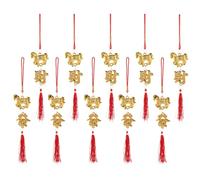 RORPOIR 10 Pièces Pendentifs du Nouvel an Chinois Décorations Suspendues Rouges avec Caractères Fu et Motifs Cheval Ornements Chance pour Arbre et Maison pour Printemps