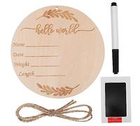 RORPOIR 1ensemble Plaque Annonce De Naissance Bois Avec Accessoires Cartes De Jalons Pour Tampon Et Stylo Inclus Pour Photos Et Annonces Né