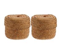 RORPOIR 2 Pièces Boîte À Fleurs Panier De Rangement Rond Paniers Tissés pour Ronds Paniers À Jouets Panier Tissé en Jonc De Mer Panier De Rangement De Bureau