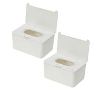 RORPOIR 2 Pièces Boîte De Mouchoirs Humides Porte-lingette Conteneur De Lingettes Pour Bébé Distributeur De Lingettes Pour Salle De Bain Essuyer Le Cas Porte Lingettes Plastique Blanche