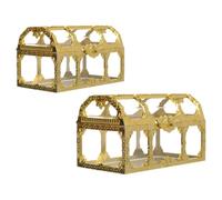 RORPOIR 2 Pièces Boîte Présent Portable en Plastique de Coffre au Trésor Doré, pour Fêtes et Mariages, Style Créatif et Compact