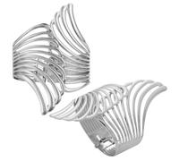 RORPOIR 2 pièces Bracelet Manchette Femme Argenté Ouvert Design Aile Creuse Ajustable Bijou Mode Élégant pour Sorties et Fêtes Lot