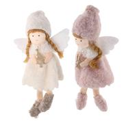 RORPOIR 2 Pièces Ornements Ange de Noël Peluche Doux Pendentifs Suspendus et Élégants pour Sapin Décoration Murale Festive Polyvalente et Cadeau Symbolique