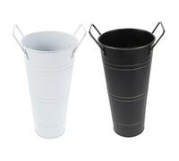 RORPOIR 2 pièces Set de Vases Métalliques Rustiques avec Poignées Vintage Seaux Décoratifs Polyvalents pour Fleurs Support Parapluies Élégant pour Maison Mariage et Centre de Table