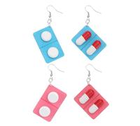 RORPOIR 2paires Boucles Oreilles Pendantes Créatives Bois Forme Gélule Accessoires Oreilles Drôles pour Cosplay et Fête Vert et Rose