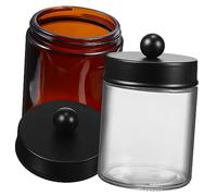 RORPOIR 2pièces Pot à Cotons-tiges Verre Boîte De Rangement Ronde pour Salle De Bain Organiseur De Maquillage avec Couvercle