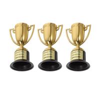 RORPOIR 3 Pièces Mini Trophée en Plastique Doré pour Fêtes et Récompenses | Format Compact, Style Élégant et Sophistiqué, pour Adultes et Garçon et Filles, Lot de Mini Trophées