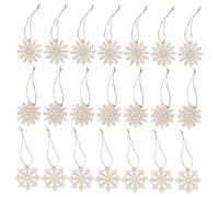 RORPOIR 30 Pièces Ornements Artisanaux en Bois Décor De Pays des Merveilles d'hiver Décorations De Flocon De Neige Décoration Suspendue pour Arbre De Noël d'hiver Beige Corde