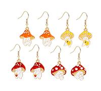 RORPOIR 4 Paires de Boucles D'oreilles Champignon en Alliage Hypoallergénique, Boucles D'oreilles Pendantes Amusantes et Uniques pour Filles, Fêtes Quotidien