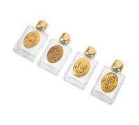 RORPOIR 4 Pièces Embossed Catholic Holy Water Bottles Leakproof Mini Glass Containers for Baptism Travel Church Decor