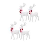 RORPOIR 4 Pièces Ornements de Noël Acrylique Figurines de Renne Debout Transparentes avec Écharpe Décoration de Table Festive Blanche pour Centre de Table de Fête