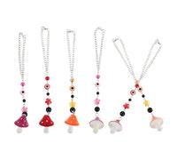 RORPOIR 6 Pièces Pendentif Champignon Œil Maléfique avec Chaîne Perles Suspendues pour Rétroviseur Voiture et Décoration Murale Accessoire Compact pour Coque Téléphone