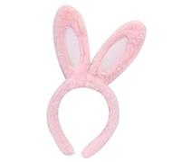 RORPOIR Bandeau Oreilles de Lapin en Peluche Rose Léger et Résistant, Accessoire Coiffure Mignon pour Femmes et Garçon et Filles, pour Costume et Décoration de Pâques