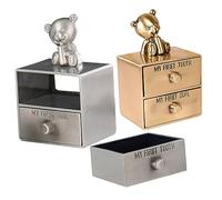 RORPOIR Boîte à Dents De Lait Bébé Garçon Et Fille, Coffret Métal Doré Et Argenté, Rangement Solide, Souvenir Enfance, Stockage Sécurisé, Lot De 2 Pièces