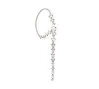 RORPOIR Boucle Oreille Clip Os Cristaux, Manchette Oreille Femme, Alliage Argenté, sans Perçage, Décor Élégante pour Fête et Mariage, Pince Droite Cartillage, Accessoire Bijou Raffiné