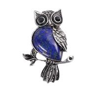 RORPOIR Broche en Cristal Forme Hibou Bleu Lapis-lazuli, Épingle pour Manteau Femme, Bijou Fantaisie Élégant, Accessoire Mariage et Fête, Présent Original