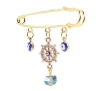 RORPOIR Broche Œil Maléfique Bleu Rétro en Métal Allié Épingle à Revers Unisexe pour Foulard Châle Pull Accessoire de Mode Unique