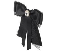 RORPOIR Broche pour Femme en Dentelle Noire Style Nœud Élégant Décoration en Cristaux, Accessoire Raffiné pour Robes et Costumes Lors de Fêtes D'hiver ou Bal