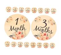 RORPOIR Cartes Étapes Bébé du Mois en Bois Beige 18pcs Accessoire Photo Portable pour Décoration et Souvenirs de Croissance