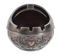 RORPOIR Cendrier Créatif en Métal avec Couvercle Petit Format Rond en Bronze Rosé Cendrier Décoratif Portable pour Intérieur et Terrasse Accessoire Pratique Anti-Cendres Volantes