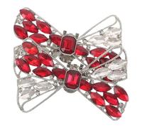 RORPOIR Clips de Talon en Alliage Ornements en Pierre Rouge de Nœud Élégant, Décorations Scintillantes Raffinées pour Chaussures de Fête ou Mariage, Faciles à Remplacer, 1 Paire