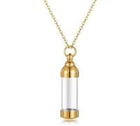 RORPOIR Collier Pendentif Bouteille de Parfum Unisexe en Acier Inoxydable Doré Grand Format 405X12 MM Pendentif Urne Commémorative Transparent Ouvrable Chaîne Bijou Funéraire Mémoire