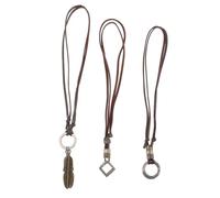 RORPOIR Collier Rond Cuir Pour Homme Lot De 3 Pendentifs Ajustables Double Cercle Style Vintage Décontracté