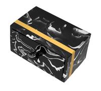 RORPOIR Conteneur pour Cotons-tiges Design Marbre Noir Organiseur Élégant À Deux Compartiments pour Maquillage