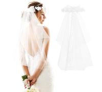 RORPOIR Couronne de Fleurs Artificielles Voile Bandeau Doux pour Future Mariée Coiffure Mariage Tenue Élégante Adaptée Cheveux Longs et Courts