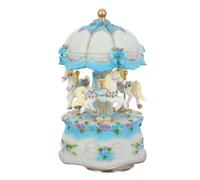 RORPOIR décor Musical pour Table de Vacances décoration Maison manège tournant avec des lumières manège Musical pour Filles Figurine Musicale Cheval Vintage Blue