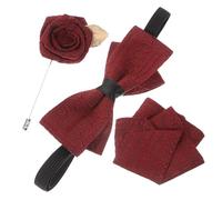 RORPOIR Ensemble Nœud Homme 3 Pièces Rouge en Tissu Pochette et Broche Épingle de Revers, Accessoires Élégants pour Mariage et Tenue Cérémonie Homme, Décoration Costume Formel