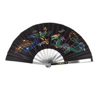 RORPOIR Éventail Pliant Chinois Vintage 25.20 Pouces Ventilateur Rétro en Tissu Dragon Phénix Pivoine Portable pour Danse Fête Décoration Maison Traditionnelle