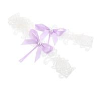 RORPOIR Jarretières de Mariage Accessoire Élégant Ensemble de 2 Extensibles en Dentelle avec Perles et Nœud Longueur Ajustable pour Jambes de Mariée pour Occasions Spéciales