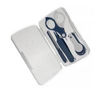 RORPOIR Kit de Soin des Ongles pour Bébé, 1 Set, Acier Inoxydable, 4 Outils, Ciseaux à Bouts Ronds, Étui Bleu pour -né
