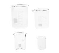 RORPOIR Lot de 4 Béchers en Verre pour Laboratoire Mesures Précises, Capacité 10ml à 100ml, Nettoyage Facile, pour Cours de Sciences et Éducation