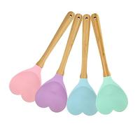 RORPOIR Lot de 4 cuillères à mélanger en forme de cœur pour décoration de mariage - Cuillères en silicone en forme de cœur - Spatule à frire - Spatule de cuisine domestique - Cuillère à cocktail