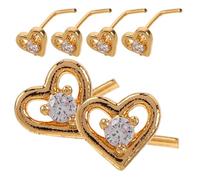 RORPOIR Lot De 6 Anneaux De Nez En Forme De Cœur À Crochet Crochu Pour Adolescentes Piercing Septum Anneaux Chirurgicaux Clous De Nez En Os