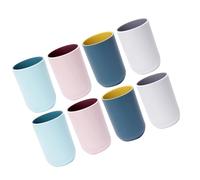 RORPOIR Lot de 8 Gobelets Réutilisables en Polypropylène Finition Mate Couleurs Assorties Gobelets à Brosse à Dents et Bain de Bouche Design Antidérapant pour Salle de Bain et Voyage