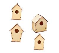 RORPOIR Maison en Bois à Peindre soi-même Jouets de Noël 4 pièces Jouets de cabane en rondins Faits à la Main pour garçons et Filles