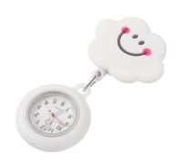 RORPOIR Montre Infirmière Rétractable en Silicone Blanc, Clip-on, Nuage | Infirmière Accessoire, Affichage 24 Heures, Coque Souple Mate, pour Blouse, Badge Reels, Médical