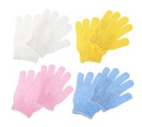 RORPOIR Moufles Exfoliantes Double Face en Nylon 8 Pièces Corps Cinq Doigts, Gommage et Massage, Adaptées à Tous Types de Peau et Usage Quotidien