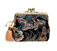 RORPOIR Paquet à Monnaie Rétro à Double Compartiment, Portefeuille Portable Fermoir Vintage, Pochette à Pompon Style Palais, Rangement pour Pièces de Monnaie et Petits Objets, pour Plage